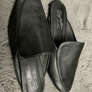 Seychelles Black Leather Mules